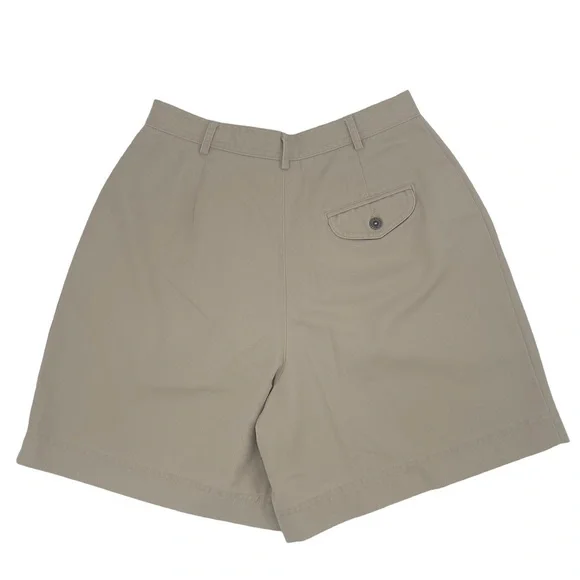 Vintage 90s LizSport High Waisted Mom Shorts Tan Chino Pleated Front | 27" Waist - Picture 7 of 8